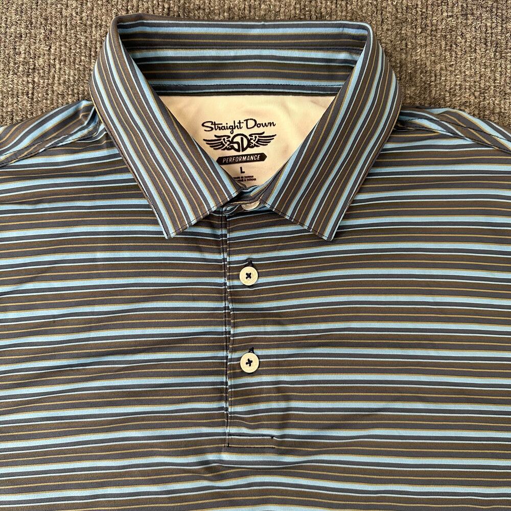 Straight Down Men’s Zuma Stripe Polo Performance Stretch Golf Collared Shirt L